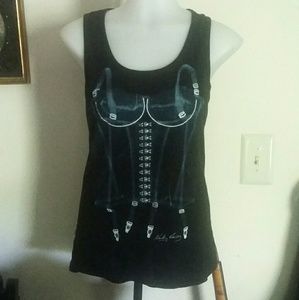 Corset X-RAY Artist Signed Black Tank Top Sz M
